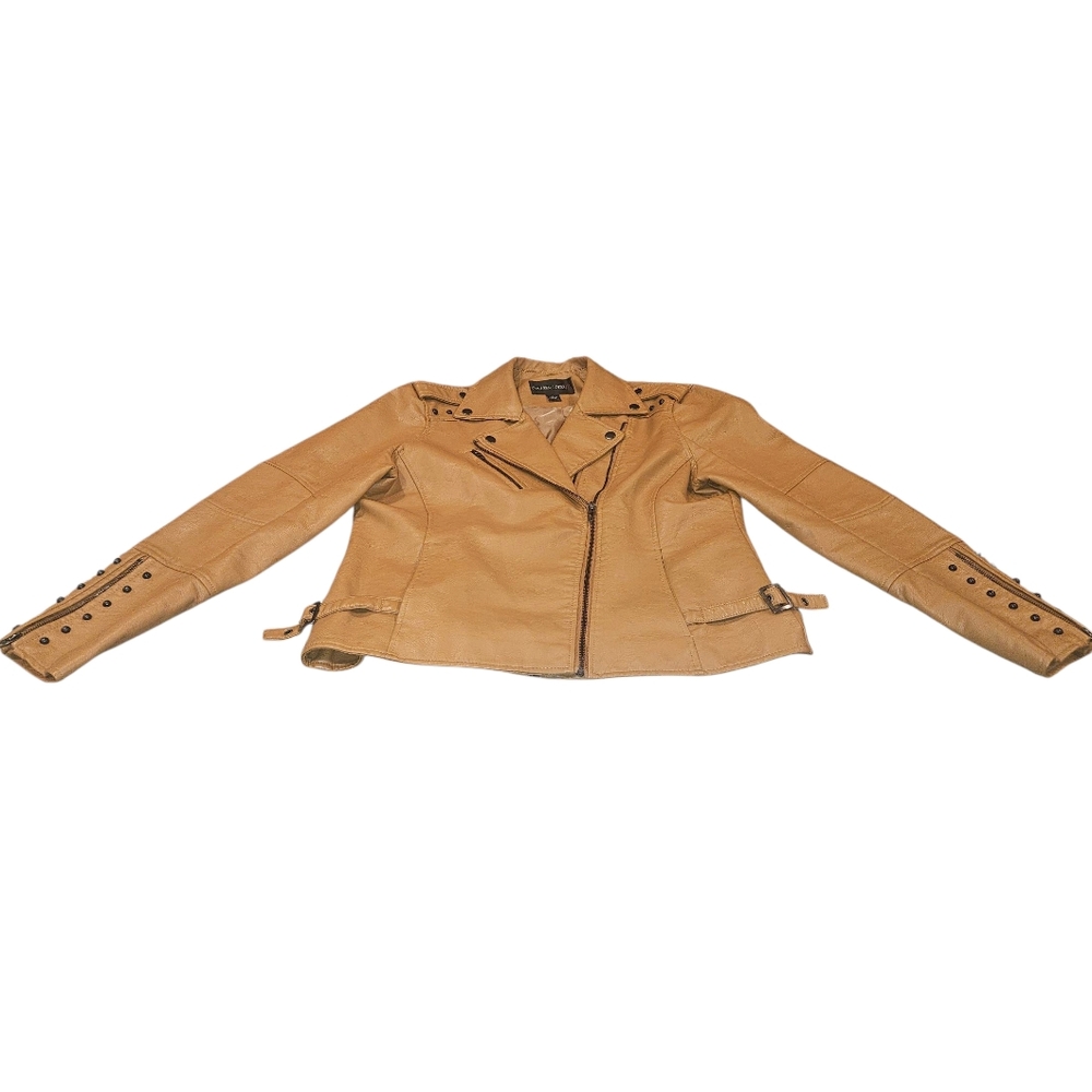 Colleen Lopez Polyurethane Jacket with Stud Accents Brown Size L Exellent - Picture 2 of 11